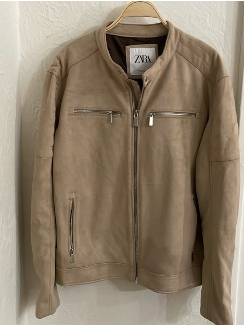 Zara Men's Faux Suede Biker Jacket size XL